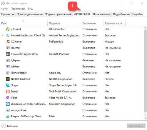 автозагрузка windows 10 в диспетчере задач