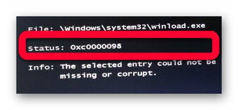 Код ошибки 0xc0000098 windows 10 как исправить